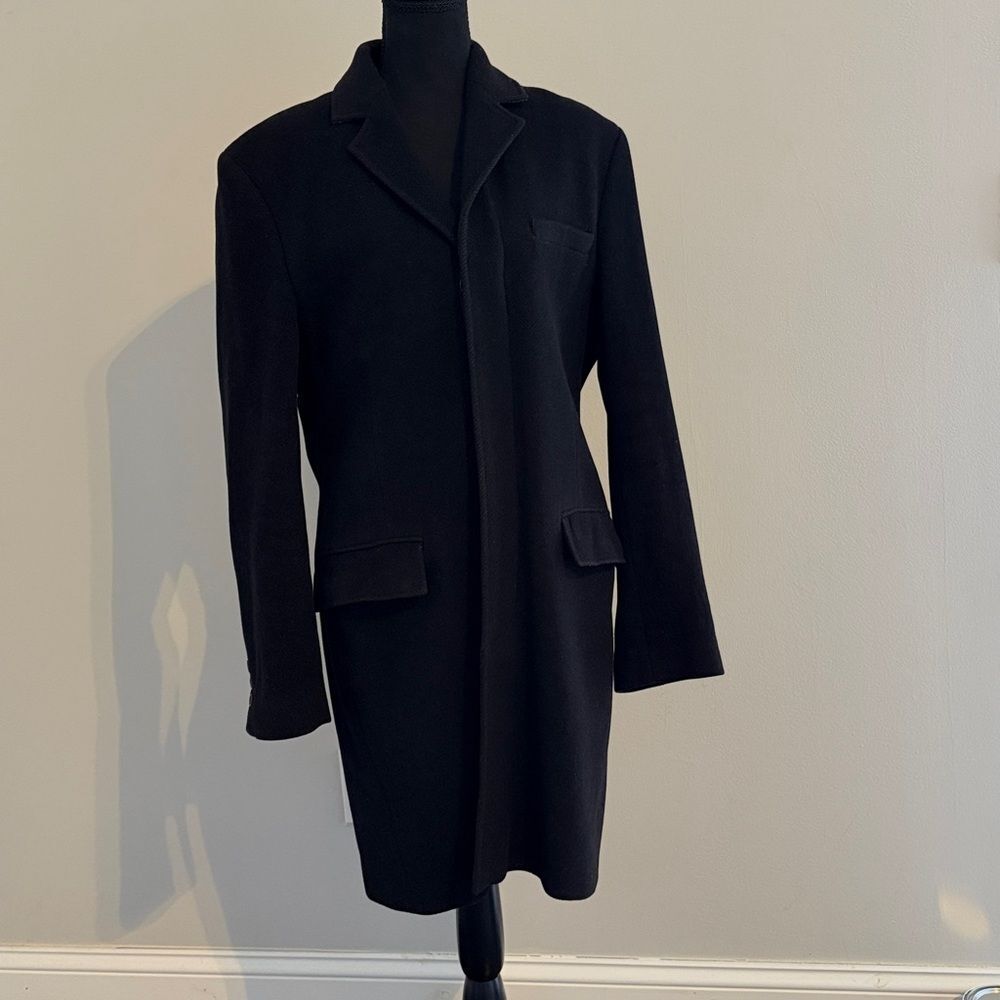 Club Monaco Men's Black Wool Cashmere Overcoat Long Blazer Coat Jacket - Picture 8 of 12